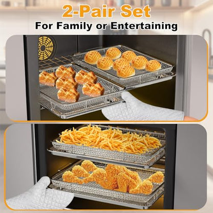 Air Fryer Basket for Oven 12.8"x9.6", 2 Pack Large Air Fryer Basket and Tray Stainless Steel Oven Air Fryer Accessories Pan Rack for Cooking Baking and Broiling - size: Small-2 Pack-12.8"x9.6"