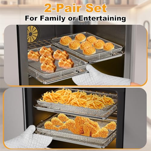 Air Fryer Basket for Oven, 2 Pack Large Air Fryer Basket and Tray Stainless Steel Oven Air Fryer Accessories Pan Rack for Cooking Baking and Broiling, 18.7"x12.8"15.7"x11.8" - size: Extra Large-2 Pack-18.7"x12.8"/15.7"x11.8"