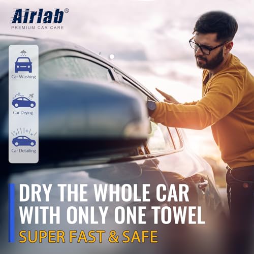 Airlab Microfiber Towels for Cars Wash Drying Extra Large Super Absorbent Cleaning Cloth Auto Detailing Ultra Soft, Lint-Free, Streak-Free, 35 x 24 Inch, Pack of 1, Grey-Blue, 600 GSM - color: 35 X 24 Inch, Pack of 1, Grey-blue, 600 Gsm