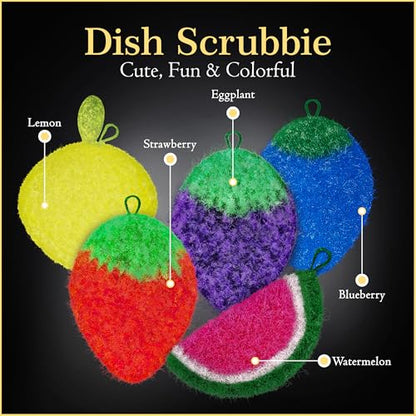 Dish Scrubbie Non-Scratch Dish Scrubber-Long Lasting & Odorless, Safe on Non-Stick, Cast Iron, Glass and Other Surfaces, Reusable Kitchen Sponge Alternative for Kitchen, Bathroom & Floors (Pack of 5)