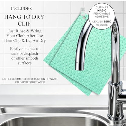 6 Packs Swedish Kitchen Dish Cloths - Reusable Paper Towels for Counters & Dishes - Eco-Friendly Cellulose Sponge Cloth (Green) - color: N-green