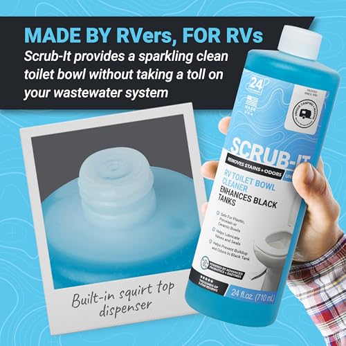 Unique Scrub-It RV Toilet Bowl Cleaner Liquid – RV Toilet Cleaner for Rimless RV Toilets, Squirt Top, Removes Stains & Odors (24 oz) Amazon Exclusive Packaging - size: 24 Fl Oz (Pack of 1)