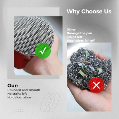 Cleaner Scrubber Palm Brush with Handle - Stainless Steel Non-Slip Scrubber for Efficient Cleaning