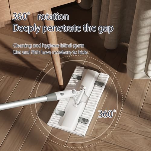 Disposable Pad Flat Mop for Floor Cleaning, 15.7 in (40 cm) Aluminum Base, 52 in Aluminum Handle, Includes 20 Dry Pads + 20 Wet Pads, Hands-Free Easy Clean – LJGG (Gray/White) - size: 51.7 in Handle, 10.8 x 5.1 in Mop Head