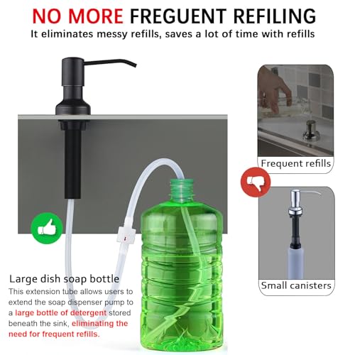 Sink Soap Dispenser Extension Tube Kit with Upgraded Check Valve, 47" Under Counter Soap Dispenser Tube for Kitchen Sink, Fit Most Soap Containers, Strong Suction, No More Tiny Bottle Daily Refills