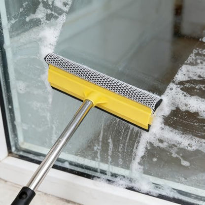 2 in 1 Car Window Squeegee and Collapsible Bucket Set,Long Handle,Yellow - color: Yellow