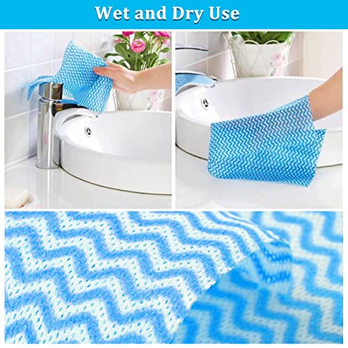 Disposable Dish Cloths Disposable Cleaning Towels 50 Pack Heavy Duty Reusable Disposable Kitchen Cleaning Cloths for Kitchen, Bathroom, Household Cleanings - color: Blue