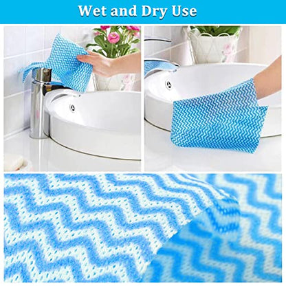 Disposable Dish Cloths Disposable Cleaning Towels 50 Pack Heavy Duty Reusable Disposable Kitchen Cleaning Cloths for Kitchen, Bathroom, Household Cleanings - color: Blue