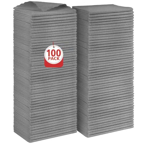 Orighty Microfiber Cleaning Cloth, 100 Pack Microfiber Towels for Cars, Multi-Purpose Shop Towels Cleaning Rags Bulk for Car, Home, Kitchen, 11.5’’ x 11.5’’, Grey - color: Grey, size: Pack of 100