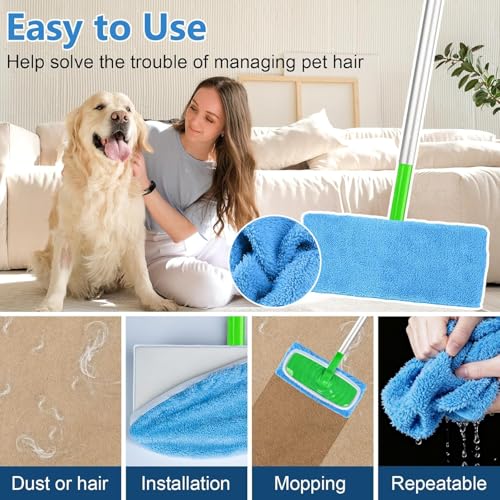 Reusable Mop Pads Fit Swiffersweeper, 6 Pack Reusable Microfiber Mop Pads, Washable Dry Sweeping Cloths & Wet Swifferpads Refills for Hardwood & Multi - Surface Floor Cleaning A