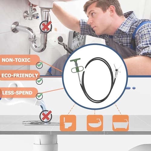 2-in-1 Drain Cleaning Tool Kit, 33" Flexible Drain Snake Clog Remover & 60" Drain Brush for Shower, Sink, Bathtub & Kitchen
