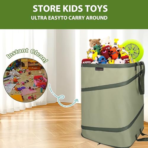 YUDI & GARDEN 46 Gallon Square Collapsible Yard Waste Containers | Collapsible Trash Can, For Collecting Weeds, Leaf, Yard and Party Waste