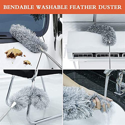 Fan Cleaning Mop Microfiber Duster with Extension Pole, Extra Long 100 inches, Adjustable, Bendable Head, Extendable Duster for Cleaning High Ceiling Fan, Interior Roof, Gap Dust