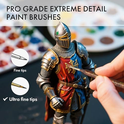 Artify Extreme Detail Paint Brushes Set, 10pcs Multi-Shape Fine Detail Brushes with Portable Bag, Ultra Fine Paint Brush Set for Miniature & Illustration Painting - style: 10Pcs-Handbag