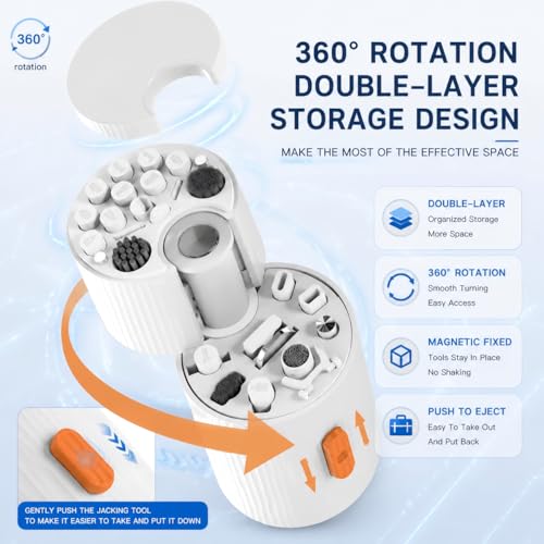 33-in-1 Electronics Cleaning Kit, Magnetic Professional Keyboard Cleaner with Retractable Brush, Screen Cleaner and Earbud Cleaning Pen for Computer, iPhone, Laptop, PC and Airpods - color: 32-in-1 White