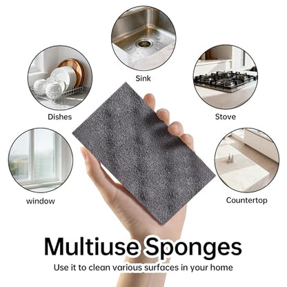 JOYMOOP Textured Clean Sponges, Dual-Sided Non-Scratch Soft Scrub Dish Sponge, Safe for Non-Stick Cookware, Kitchen and Household Cleaning, 12 Pack [Grey & White] - color: Gray & White [12 Pcs]