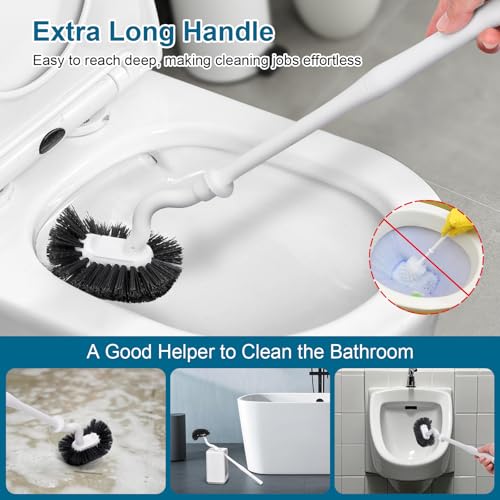 Toilet Bowl Brush and Holder 3 Pack Sturdy Plastic Long Handled Toilet Brushes for Bathroom with Ventilated Base Easy to Assemble for Deep Cleaning (White 3) - color: White 3