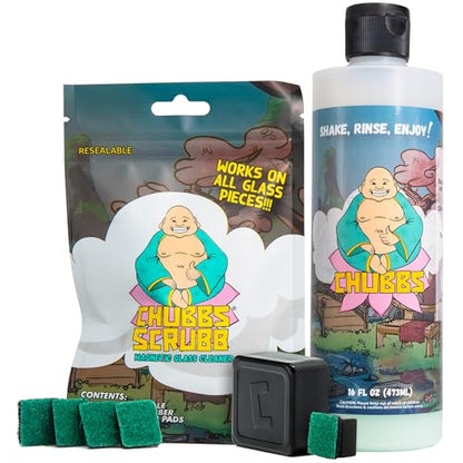 Chubbs Scrubb Magnetic Glass Cleaner with 16oz Glass Cleaning Solution Bundle – Includes Magnet Glass Cleaner & Cleaning Solution | Removes Tough, Built-Up Stains from Glass, Ceramic & Metal