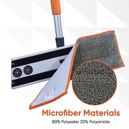 Superio Microfiber Mop Pads, Refill for Miracle Mop, Replacement Head With Velcro, 16 Inch Refill for Flat, Spray Mop Set - Grey - size: Mopping Pad