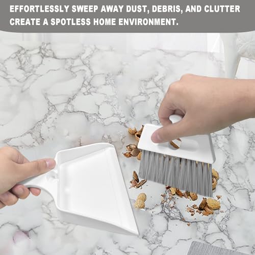 Mini Broom and Dustpan Set – Ultra-Thin Small Broom and Dustpan Set for Tight Spaces Compact Dust Pan and Mini Hand Broom Combo Effortless Cleaning with Wall-Mountable Design
