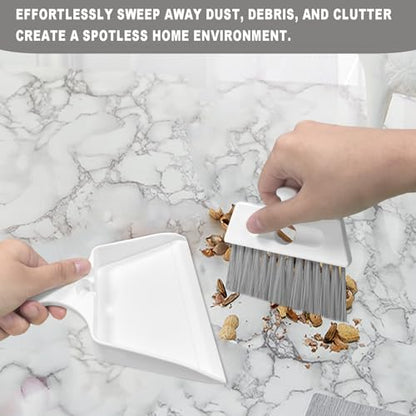Mini Broom and Dustpan Set – Ultra-Thin Small Broom and Dustpan Set for Tight Spaces Compact Dust Pan and Mini Hand Broom Combo Effortless Cleaning with Wall-Mountable Design