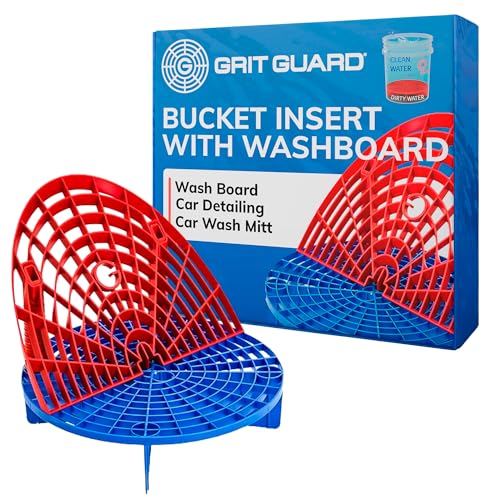 Grit Guard The Original Bucket Insert with Washboard Combo | Removes Dirt from Wash Mitt for Detailing | Car Wash Bucket Insert & Washboard | Red/Blue - color: Red/Blue