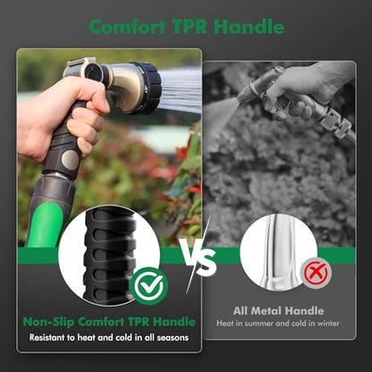 RESTMO Heavy Duty Hose Nozzle, Metal Garden Water Hose Sprayer with 7 Watering Patterns, Thumb Control, On Off Valve, High Pressure Nozzle Sprayer for Watering Plants, Car and Pet Washing, Bronze - color: Bronze