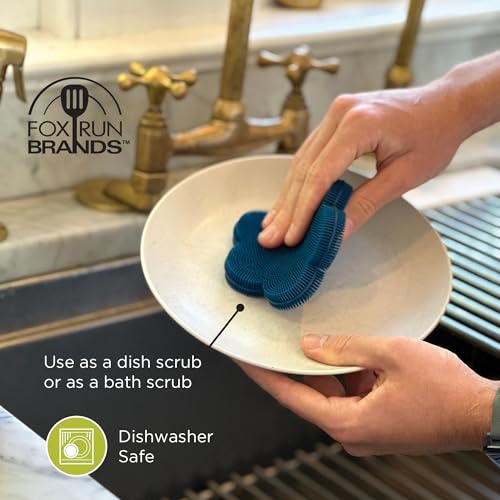 Fox Run Silicone Dish Scrubbing Brush, Navy