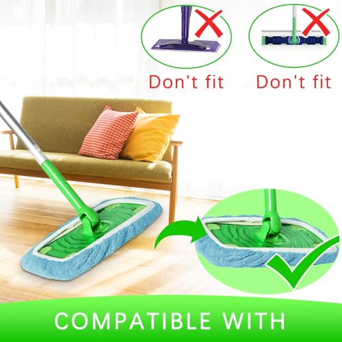 Microfiber Mop Pads - 3 Pack Reusable Washable Refills for Wet & Dry Floor Cleaning - Fits Most Standard Mops - Lake Blue Household Cleaning Pads - color: Lake Blue