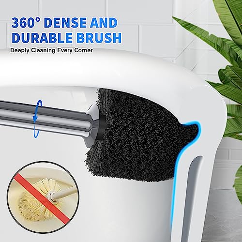 Toilet Plunger and Brush, Bowl Brush and Heavy Duty Toilet Plunger Set with Ventilated Holder, 2-in-1 Toilet Brush and Plunger Combo for 5.3-inch Toilet Drain Bathroom Cleaning (Gray, 1 Set) - color: Gray