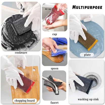 Steel Wool Scrubber Dish Sponges - Kitchen Scrubbing Pads Pot Scrubber for Kitchen Non Scratch, Soft and Fast sponges for Cleaning (6 Pack) - color: Black