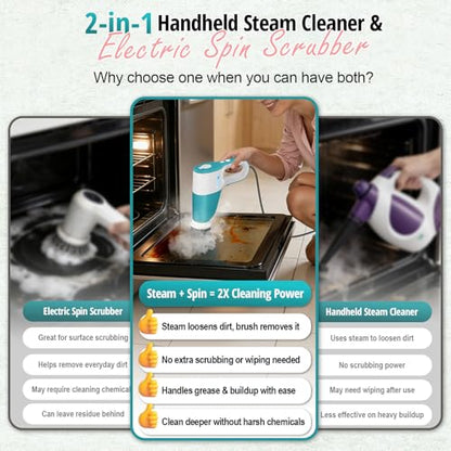 Steam Mop, Handheld Steam Cleaner with Rotating Scrub Brush & Detachable Steam Mops for Floor Cleaning, Refill Anytime, 10-in-1 Multi-purpose Steam Cleaner for Home, Tile, Grout, Furniture