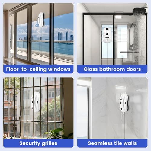 Window Cleaning Robot, Auto-Spray Window Cleaner, AI Path Planning & Edge Detection, 3000Pa Suction, Remote Control, Ideal for Glass Windows that are Difficult to Reach Manually
