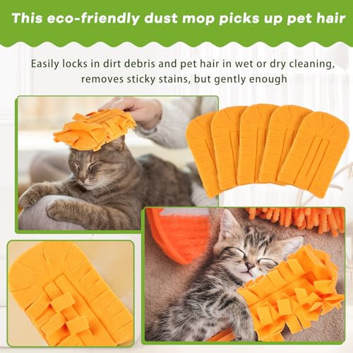 Zubebe 12 Pcs Duster Refill Reusable Fleece Duster Refills Feather Flat Dusters Multi Surface Washable Cleaning Pads Tools for Home, Blinds, Car, Pet, Furniture, Fans (Orange) - color: Orange