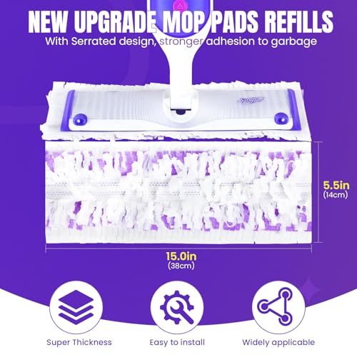 60 Pcs Power Mop Pads for Swiffer PowerMop 500+ Strips Multi-Surface Refill Pad Disposable Spray Mopping Pads Head Refills for Floor Cleaning (Quick-Absorb, No Residue & Disposable) - size: 60 Pcs