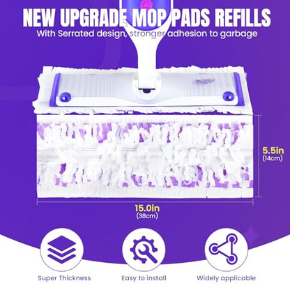 60 Pcs Power Mop Pads for Swiffer PowerMop 500+ Strips Multi-Surface Refill Pad Disposable Spray Mopping Pads Head Refills for Floor Cleaning (Quick-Absorb, No Residue & Disposable) - size: 60 Pcs
