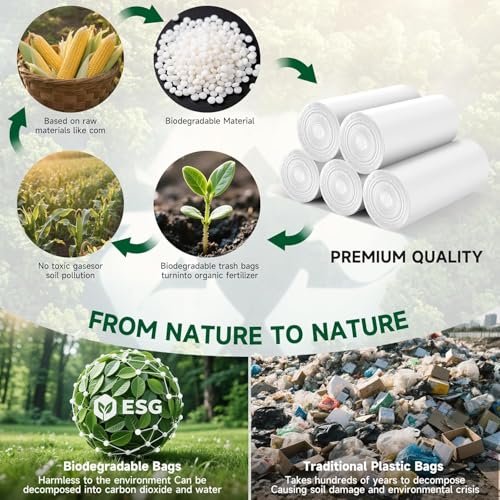 3 Gallon Bathroom Small Trash Bag - White With Handles Mini Garbage Bags 100 Count 12 Liter Biodegradable Unscented Little Wastebasket Liners For Car Office Kitchen Strong Thick Vincereon - color: 3 gallon White 100