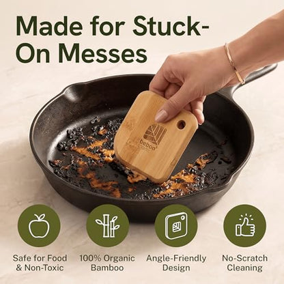 Scraper, Premium Italian Design Bamboo Pot & Pan Scraper Set (3 Pcs)