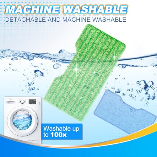 KEEPOW Reusable Microfiber Mop Pads Refills Compatible with Shark VACMOP VM252 VM200 VM401 VM180 VM252GN VC205 VM250 VM190 VM200P12, Upgraded Dirt Chamber for Hard Floor, Blue & Green, 1+1+1+1 Pack - color: 1+1+1+1 Pack(green&blue)