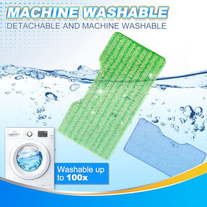 KEEPOW Reusable Microfiber Mop Pads Refills Compatible with Shark VACMOP VM252 VM200 VM401 VM180 VM252GN VC205 VM250 VM190 VM200P12, Upgraded Dirt Chamber for Hard Floor, Blue & Green, 1+1+1+1 Pack - color: 1+1+1+1 Pack(green&blue)