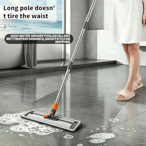 17-inch Large Aluminum mop,a Wet/Dry Microfiber mop with a Washable,Reusable Cleaning pad and an extendable Handle,Suitable for Hardwood Floors,Laminate Floors, Removing pet Hair,and Window Cleaning