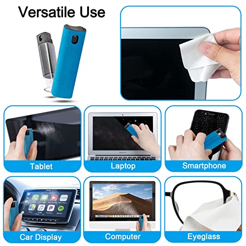2 Pack Car Touch Screen Mist Cleaner, walrfid Laptop Screens and Phone Touchscreen Cleaning Kit for iPad, iPhone, MacBook Pro with Aipods Cleaning Pen, Small Brush and Eyeglass Cloth - Grey and Blue - color: Grey, Navy Blue