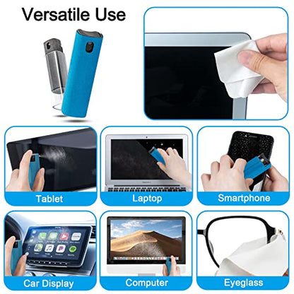 2 Pack Car Touch Screen Mist Cleaner, walrfid Laptop Screens and Phone Touchscreen Cleaning Kit for iPad, iPhone, MacBook Pro with Aipods Cleaning Pen, Small Brush and Eyeglass Cloth - Grey and Blue - color: Grey, Navy Blue