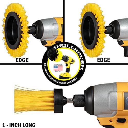 Tile and Grout Cleaning Drill Brush Set - 3 pack Drill Brush Power Scrubber Cleaning Brush Yellow Medium Stiffness - Shower Floor Scrub Brush for Drill - Bathroom Scrub Brush for Drill - Crevice Brush - color: Yellow