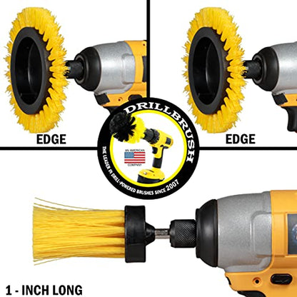 Tile and Grout Cleaning Drill Brush Set - 3 pack Drill Brush Power Scrubber Cleaning Brush Yellow Medium Stiffness - Shower Floor Scrub Brush for Drill - Bathroom Scrub Brush for Drill - Crevice Brush - color: Yellow