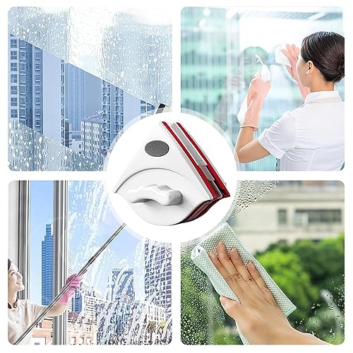 Double Sided Magnetic Window Cleaner, Magnetic Window Cleaning Brush, Window Wipers for Glass, Window Cleaning Tools Glasses Cleaner Cleaning Brush for High - color: L(15~24 Mm)