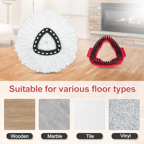 Mop Heads Replacement for Ocedar, Mop Replace Head for Ocedar EasyWring 1 Tank, Microfiber Spin Mop Refills, Include 5 Spin Mop Replacement Head Deep Cleaning Machine Washable with 2 Scrubber Mop Head - color: White-5 Mop Heads&2 Scrubber