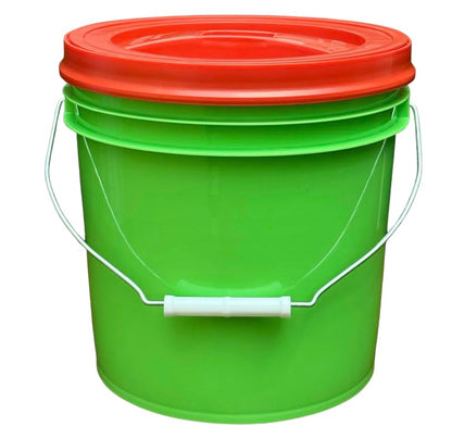 House Naturals 2 Gallon Food Grade - BPA Free Made in USA Buckets Lime Color pails with Screw On Gasket Lids (1, Lime - Red lids) - color: Lime - Red Lids