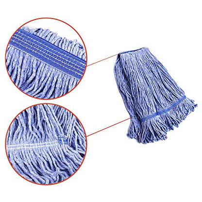 String Mop Heads Replacement Heavy Duty Commercial Grade Blue Cotton Looped End Wet Industrial Cleaning Mop Head Refills (1, Medium) - color: 1 Piece Pack, size: Medium (Pack of 1)