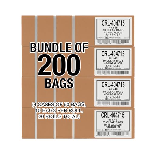 Aluf Plastics 45 Gallon 1.5 MIL Clear Garbage Bags - 40" x 46" - Pack of 200 - For Contractor, Industrial, Healthcare, & Municipal - color: Black, style: 45 Gal, 1.5 Mil, 200 Count